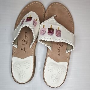 Jack Rogers White Ice Cream Pops Leather Sandals Size 6